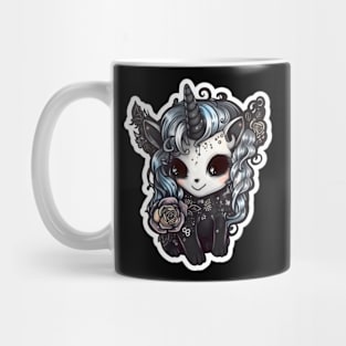 Black eyed Dark Unicorn, Darkicorn gothic anime style Mug